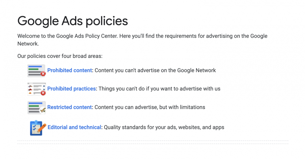 กฏและข้อห้ามในการทำโฆษณากูเกิล google ad policies