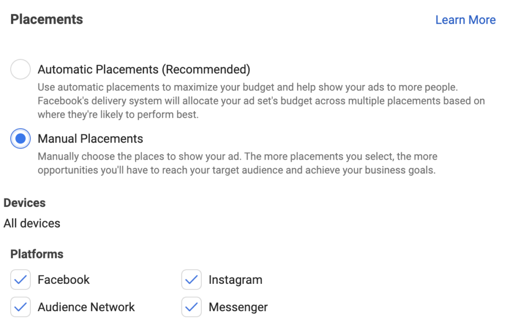 Facebook Ads Placement
